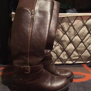 Guess brown shin-high boots